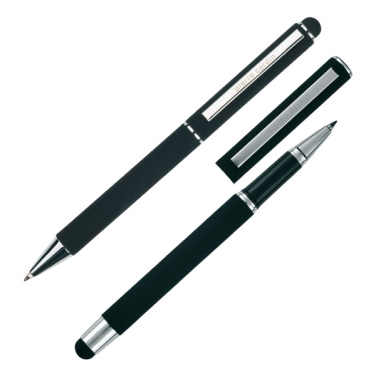Logotrade promotional giveaway image of: Writing set ballpoint pen & roller soft touch CLAUDIE