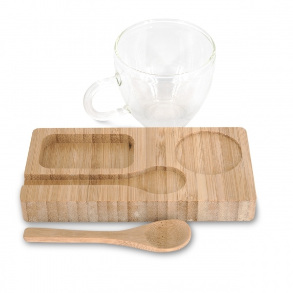 Logo trade promotional merchandise photo of: Tray with cup and spoon FORMOSA 150 ml