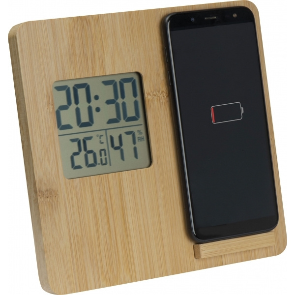 Logo trade promotional merchandise image of: Bamboo weather station GRANADA