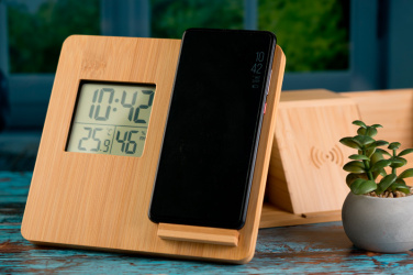 Logo trade promotional merchandise image of: Bamboo weather station GRANADA