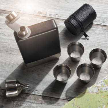Logo trade promotional product photo of: Hip flask set TAHAT Schwarzwolf