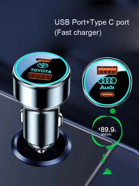 Logotrade promotional item image of: Car charger with enlighted logo for engraving