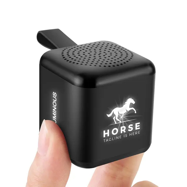 Logo trade corporate gifts image of: Mini speaker with enlighted logo for engraving