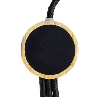 Logo trade promotional gifts picture of: 3-in-1 cable with elighted logo in a wooden casing, LH-ZMU06