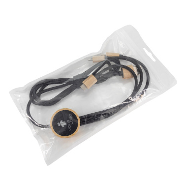Logotrade business gifts photo of: 3-in-1 cable with elighted logo in a wooden casing, LH-ZMU06