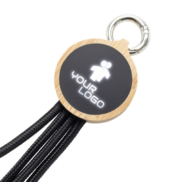 Logotrade advertising product picture of: 4-in-1 cable with elighted logo in a wooden casing, LH-ZMU05