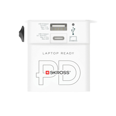 Logo trade promotional merchandise photo of: SKROSS World Travel Adapter MUV 65W PD with USB C Cable