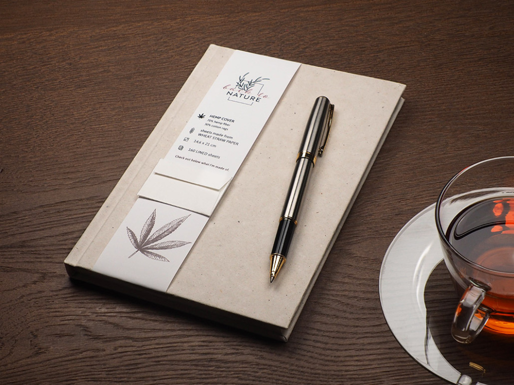 Logo trade promotional gifts image of: Recycled Hemp Notebook 209734300