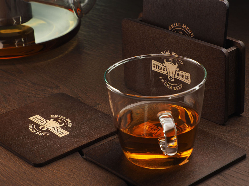 Logotrade promotional product picture of: Wooden box with 4 coasters 1871121