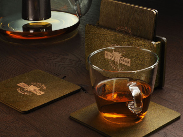 Logo trade business gifts image of: Wooden box with 4 coasters 1871121