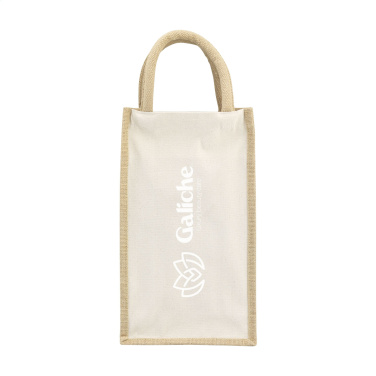 Logo trade corporate gift photo of: Jute Canvas Double Wine Bag