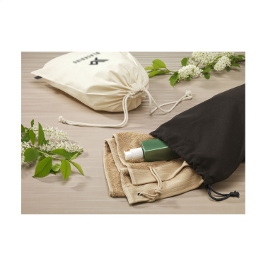 Logo trade promotional gifts picture of: Gift Pouch Natural GRS Recycled Cotton (150 g/m²) L