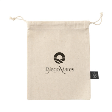 Logotrade promotional merchandise picture of: Gift Pouch Natural GRS Recycled Cotton (150 g/m²) S