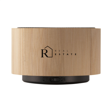 Logo trade promotional items image of: Wave Bamboo Wireless Speaker