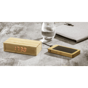 Logo trade promotional products image of: Bamboo Alarm Clock with Wireless Charger