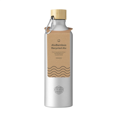 Logo trade corporate gifts picture of: AluBamboo GRS Recycled Alu 750 ml water bottle