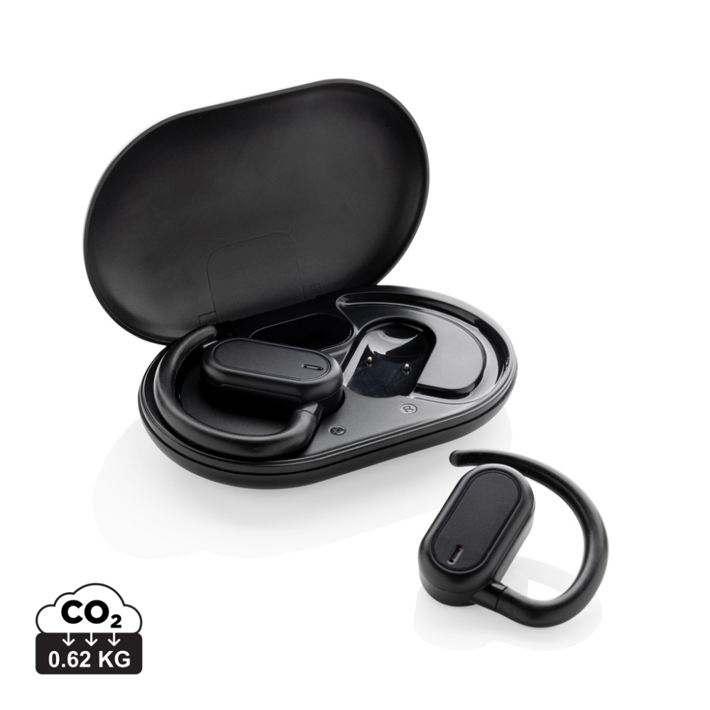 Logo trade promotional giveaways image of: Fitsound RCS recycled plastic open ear TWS earbuds