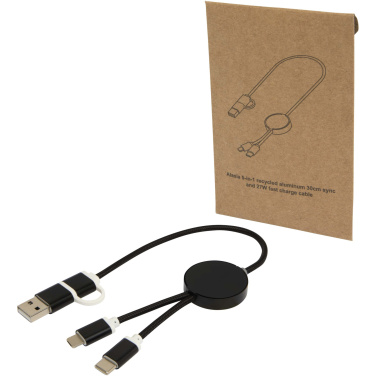 Logotrade promotional items photo of: Alasia 5-in-1 recycled aluminium and plastic 30 cm data sync and 27W fast charge cable