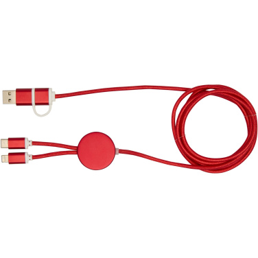 Logo trade promotional gift photo of: Alasia 5-in-1 recycled aluminium and plastic 150 cm data sync and 27W fast charge cable