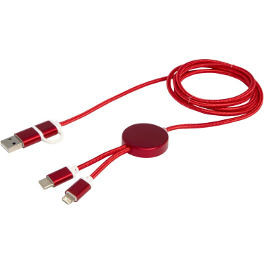 Logo trade promotional giveaway photo of: Alasia 5-in-1 recycled aluminium and plastic 150 cm data sync and 27W fast charge cable