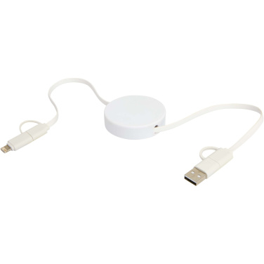 Logo trade promotional giveaways image of: Citala 5-in-1 recycled plastic 90 cm retractable data sync and 40W fast charge cable