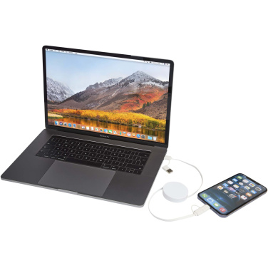 Logo trade advertising products image of: Citala 5-in-1 recycled plastic 90 cm retractable data sync and 40W fast charge cable