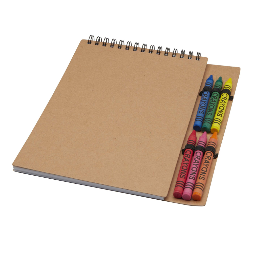 Logotrade promotional gift picture of: Doodle A5 spiral soft cover notebook and crayon set