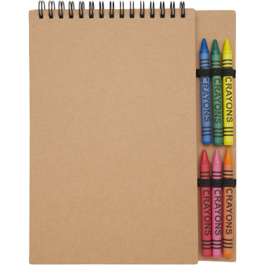 Logo trade corporate gift photo of: Doodle A5 spiral soft cover notebook and crayon set