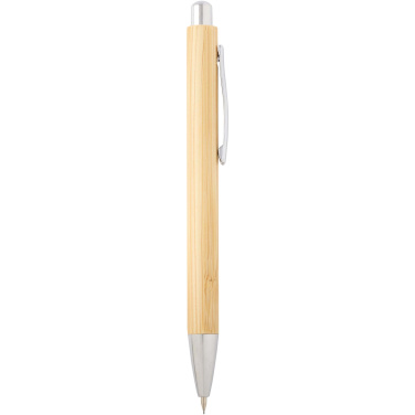 Logo trade promotional merchandise photo of: Oblys bamboo ballpoint pen and mechanical pencil set (black ink)