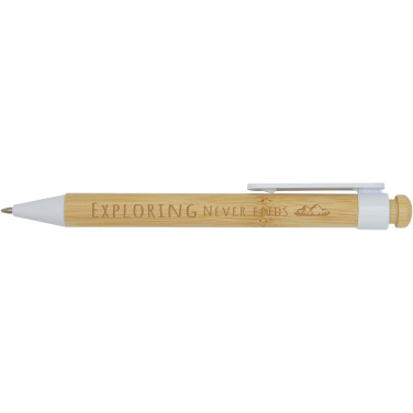 Logo trade promotional giveaway photo of: Rattan bamboo and recycled plastic ballpoint pen (black ink)