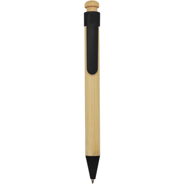 Logotrade promotional giveaway picture of: Rattan bamboo and recycled plastic ballpoint pen (black ink)