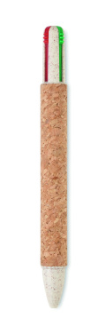 Logo trade promotional giveaways image of: Cork 4-colour ink ball pen