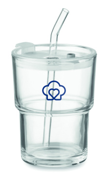 Logotrade promotional item picture of: Glass tumbler with straw 400ml
