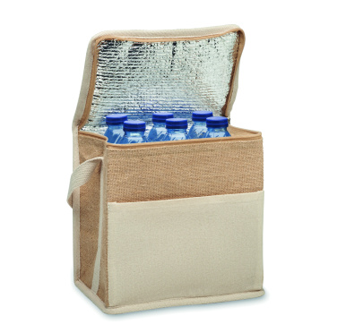 Logo trade business gift photo of: Jute and canvas cooler bag 3L