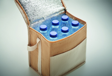 Logo trade promotional merchandise picture of: Jute and canvas cooler bag 3L