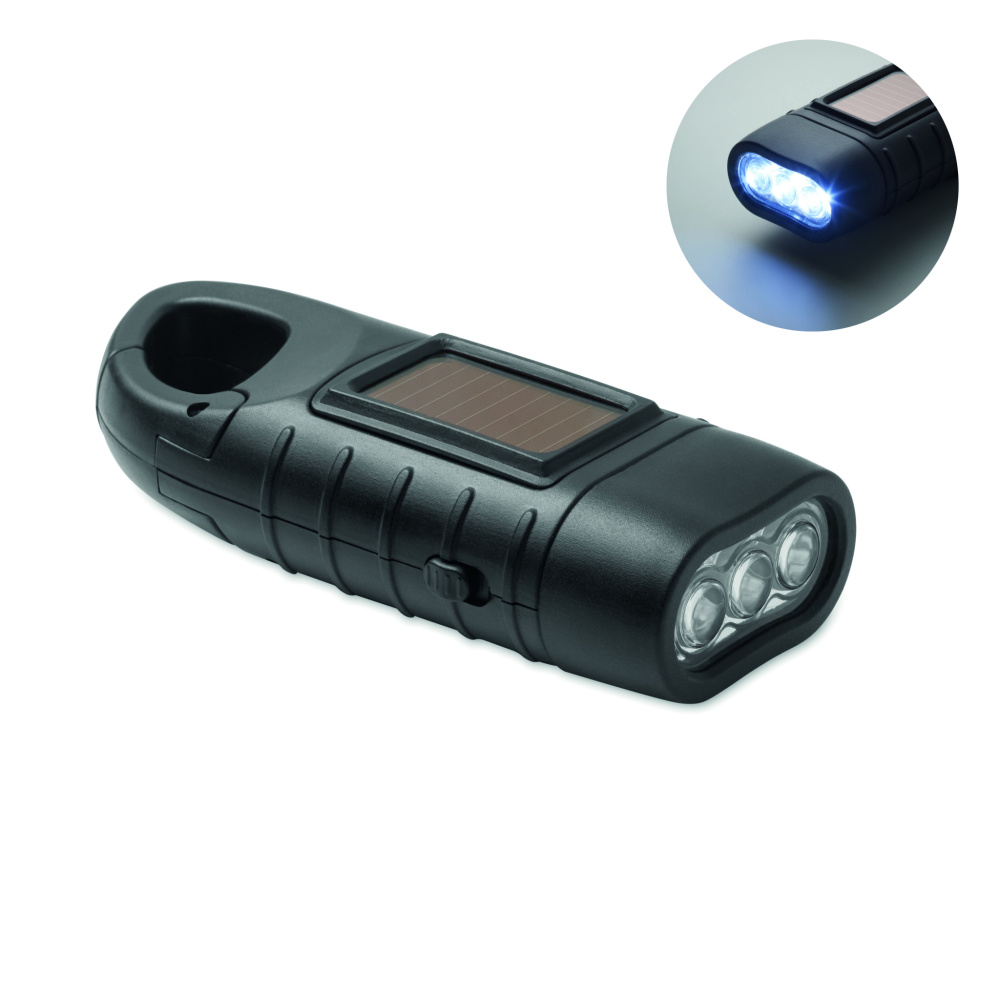 Logotrade promotional giveaway image of: Solar torch with dynamo crank
