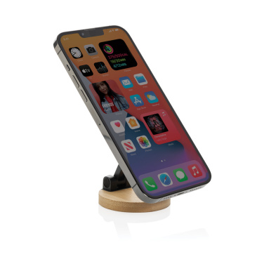 Logo trade advertising product photo of: Magmount RCS recycled plastic and bamboo phone stand