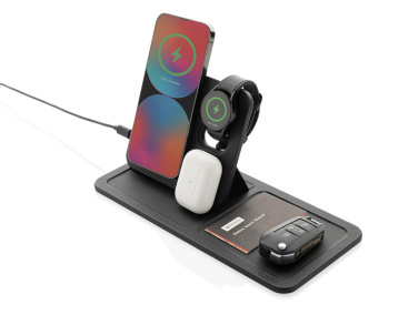 Logotrade promotional item picture of: Swiss Peak 3 in 1 RCS recycled PU wireless charger desk tray