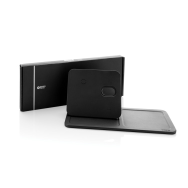 Logo trade advertising products image of: Swiss Peak 3 in 1 RCS recycled PU wireless charger desk tray