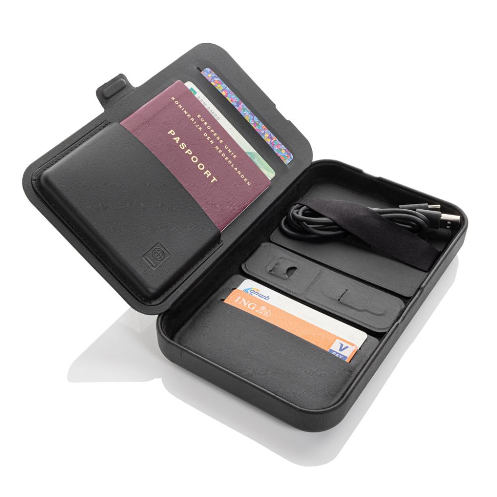 Logo trade promotional product photo of: Swiss Peak RCS recycled travel case with 3 in 1 charger