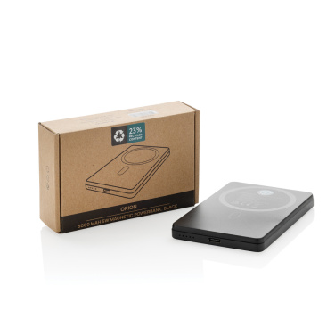 Logo trade promotional merchandise photo of: Orion RCS recycled aluminum 5000 mah 5W magnetic powerbank