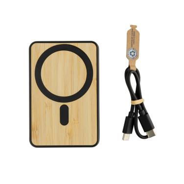 Logotrade promotional gift picture of: Zen RCS rplastic 5000 mah 5W magnetic bamboo powerbank