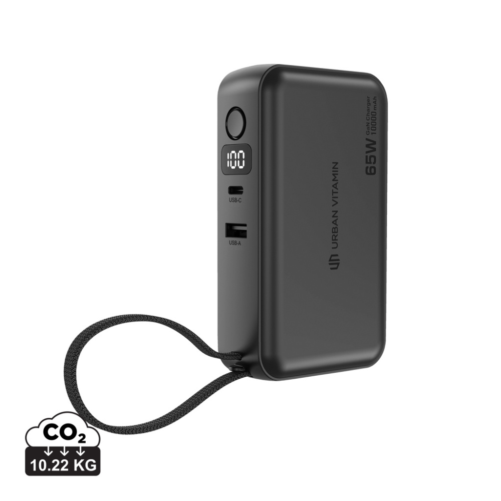 Logo trade promotional merchandise image of: Urban Vitamin Eureka hybrid GANcharger 10000mah powerbank65W
