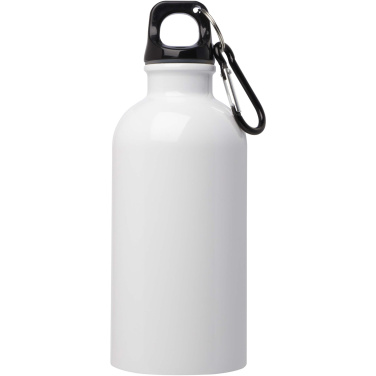 Logo trade advertising products image of: Oregon 400 ml RCS certified single wall stainless steel water bottle with carabiner