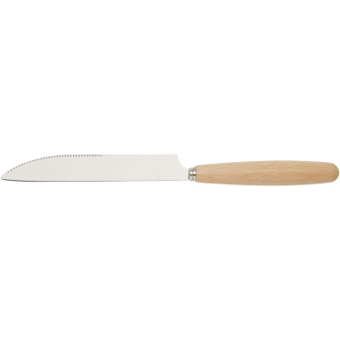 Logo trade promotional gifts picture of: Root 5-piece stainless steel and beech wood cutlery set