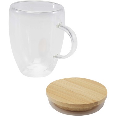 Logo trade promotional products image of: Leona 350 ml glass cup with bamboo lid
