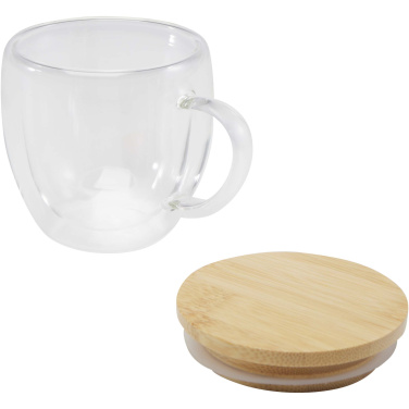 Logo trade promotional items image of: Lenora 250 ml glass cup with bamboo lid