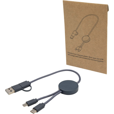Logo trade promotional item photo of: Citala 5-in-1 recycled plastic 30 cm data sync and 27W fast charge cable