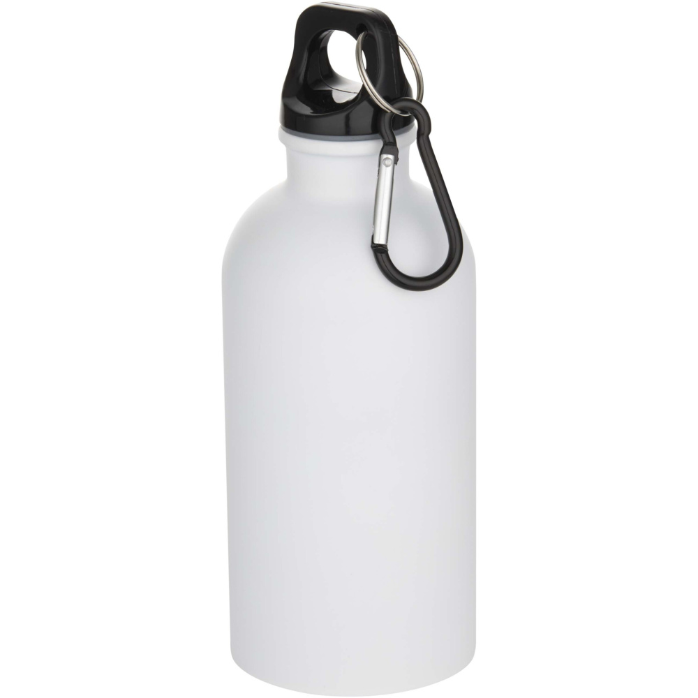 Logotrade corporate gift image of: Oregon 400 ml matte RCS recycled single wall stainless steel water bottle with carabiner