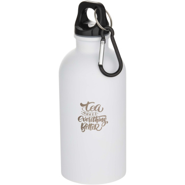 Logo trade promotional merchandise photo of: Oregon 400 ml matte RCS recycled single wall stainless steel water bottle with carabiner